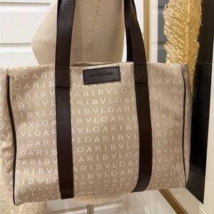 Bulgari Beige and Brown Shoulder Bag